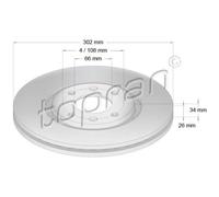 TOPRAN Dischi Freno Anteriore Ø302 MM Ventilato per Citroën C4 Picasso I UD_ Ua