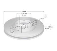 TOPRAN Dischi Freno Anteriore Ø320 MM Ventilato per Audi A4 Avant 8K5 B8 A6 4G5