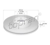 TOPRAN Dischi Freno Anteriore Ø320 MM Ventilato per Audi A4 Avant 8K5 B8 Q5 8RB