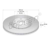 TOPRAN Dischi Freno Anteriore Ø320 MM Ventilato per Renault Espace V Jr _ Laguna