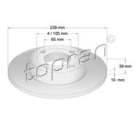 TOPRAN Dischi Freno Anteriori Ø239 Mm Per VW Passat Variant Polo Coupe Golf II