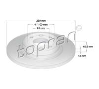 TOPRAN Dischi Freno Anteriori Ø259 Mm Per Renault Twingo I II Sandero/Stepway