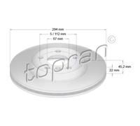 TOPRAN Dischi Freno Anteriori Ø294 Mm Ventilati Per BMW 2 Active Tourer F45 F46