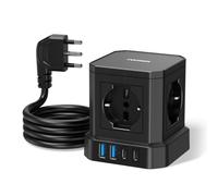TOPREK Ciabatta Multipresa Cubo con 4 Prese e 4 USB 1.5 Metri Cavo 2 USB C(20W