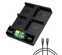 Toprig BC-01 Caricabatterie NP-F Caricabatterie rapido USB-C PD 100W a 4 canali con display LCD, compatibile con Sony NP-F550, NP-F750, NP-F960,NP-F970 o altre batterie per fotocamere della serie NP-F