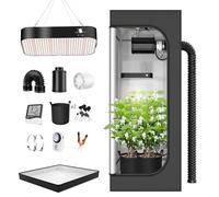 TOPRON Grow Box Kit Completo, 40x40x120cm Growbox, Set Completo di Tende da Coltivazione Idroponica 600D con Lampada LED a Spettro Completo Dimmerabile da 200W