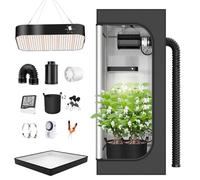 TOPRON Grow Box Kit Completo, 50x50x100cm Growbox, Set Completo di Tende da Coltivazione Idroponica 600D con Lampada LED a Spettro Completo Dimmerabile da 200W