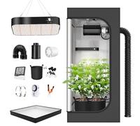 TOPRON Grow Box Kit Completo, 90x90x180cm Growbox, Set Completo di Tende da Coltivazione Idroponica 600D con Lampada LED a Spettro Completo Dimmerabile da 200W