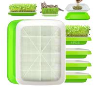 TOPRUNYI 4 Pack Vassoio Germinazione,Kit Germinazione Semi,Germogliatore per Semi Alimentari 32 * 24 CM,Semenzaio Germinazione,Propagatore Idroponico Sano Senza BPA,Per Erba Di Grano,Semi Di Ortaggi