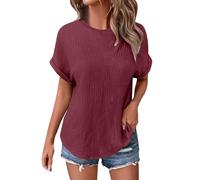 Tops di Cotone Donna in Saldo Camicia Seta Verde in Saldo di Lino da Donna Cotone Viscosa Maniche Corte Maglia Lotto Magliette Intime Maglietta Tinta Unita Sportive Rossa Basic Mezza Manica Nera