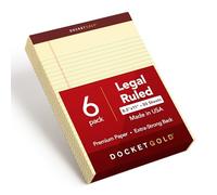 tops Docket Gold writing tablet, 8 - 1/2 x 11 - 3/10,2 cm, perforato, Canary, Legal/Wide Rule, 50 fogli per blocco, 6 per Pack (99707)