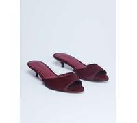 Topshop - Alba - Sabot con tacchetti a spillo aperti in punta in vera pelle rosso cavallino 37
