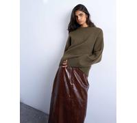 Topshop - All Needle - Maglione girocollo minimal pesante kaki-Verde M