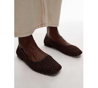 Topshop - Amara - Ballerine in rete all'uncinetto color cioccolato-Marrone 41
