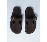 Topshop - Annie - Zoccoli in vera pelle color cioccolato con fibbie-Marrone 36