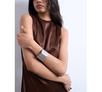 Topshop - Bala - Bracciale a fascia martellato argentato in acciaio inossidabile-Argento One Size