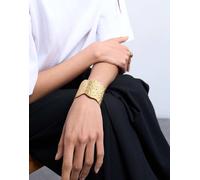 Topshop - Bala - Bracciale rigido a fascia in acciaio inossidabile martellato dorato-Oro One Size