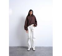 Topshop - Barrel - Jeans a vita medio alta color osso-Bianco W25 L30