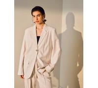 Topshop - Blazer monopetto color panna gessato in lino in coordinato-Bianco 38