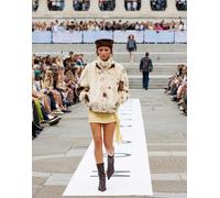 Topshop - Bomber color crema in pelliccia sintetica effetto cavallino con stampa pezzata-Bianco L