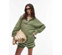 Topshop - Camicia casual in cotone kaki con giromanica obliquo-Blu L