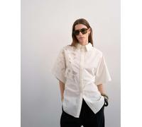 Topshop - Camicia oversize a maniche corte bianca con motivo cut-out-Bianco 40