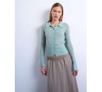Topshop - Cardigan in maglia color menta trasparente con colletto-Verde M