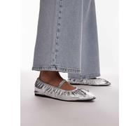 Topshop - Chia - Ballerine in pelle arricciate color argento con fascetta 39