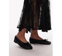 Topshop - Claire - Ballerine in pelle nere arricciate-Nero 38