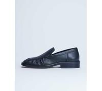 Topshop - Clover - Mocassini in vera pelle premium neri con dettaglio arricciato-Nero 36