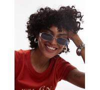Topshop - Crete - Occhiali da sole argento opaco rettangolari in metallo One Size