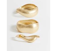 Topshop - Flora - Confezione da 3 bracciali rigidi dorati-Oro One Size