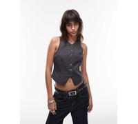 Topshop - Gilet accollato corto grigio antracite 38