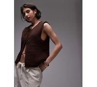 Topshop - Gilet allacciato sul davanti in maglia marrone con tasche M