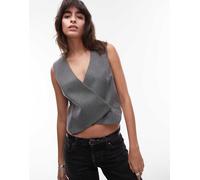 Topshop - Gilet asimmetrico a portafoglio grigio antracite 48