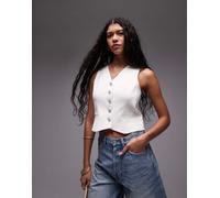 Topshop - Gilet taglio corto bianco con scollo a V 38