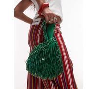 Topshop - Golda - Borsa a mano verde con perline One Size