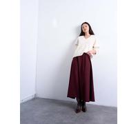 Topshop - Gonna lunga sartoriale a ruota svasata rosso porto 40