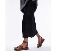 Topshop - Grace - Sandali color cuoio effetto coccodrillo a pianta larga con fibbia-Marrone 40