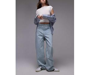 Topshop - Jeans skater a cavallo basso candeggiati-Blu W24 L34