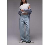 Topshop - Jeans skater a cavallo basso candeggiati-Blu W34 L30