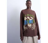 Topshop - La Marais - T-shirt stile skater marrone con grafica S