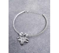Topshop - Maeve - Collana argentata con fiori in strass-Argento One Size