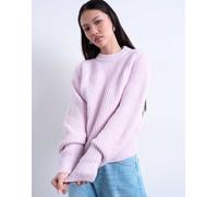 Topshop - Maglione lavorato color rosa velato con maniche a palloncino L
