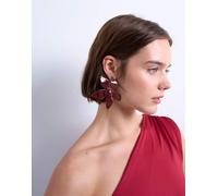 Topshop - Orecchini bordeaux a forma di fiori-Rosso One Size