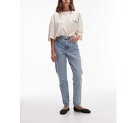 Topshop - Original - Mom jeans a vita alta lavaggio candeggiato-Blu W24 L34