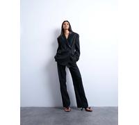 Topshop - Pantaloni da abito slim dritti neri a vita medio alta in coordinato-Nero 38