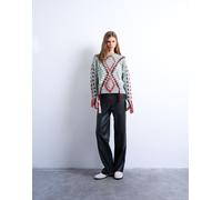 Topshop - Pantaloni in pelle sintetica neri con toppe stile western-Nero 46