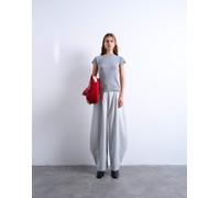Topshop - Pantaloni sartoriali ampi grigi con cavallo basso-Grigio 40