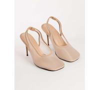 Topshop scarpa slingback in mesh con tacco a freccia color tortora-Neutro 36